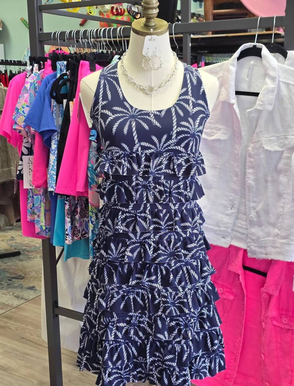 NEW LULU-B women's cha cha dress in prnv - navy palm